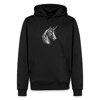 Licorne Poney Cavalier Chevaux Équitation Licornes - Sweat à capuche Premium bio Homme - noir - Devant - Nico (187cm)