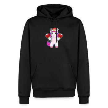 Einhorn Weihnachten Boxen - Männer Premium Bio Hoodie - Schwarz - Vorne - Nico (187cm)
