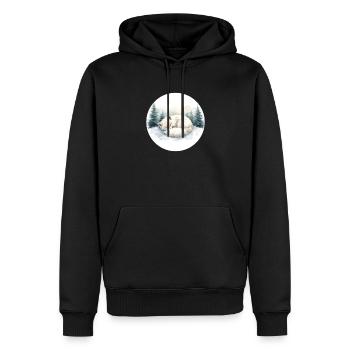 Polarfuchs Schneeschlaf Aquarell - Männer Premium Bio Hoodie - Schwarz - Vorne - Nico (187cm)