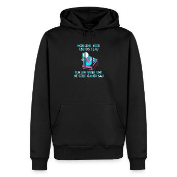 Gamer Gamer Nerd Père Dire Fête des Pères Drôle - Sweat à capuche Premium bio Homme - noir - Devant - Nico (187cm)