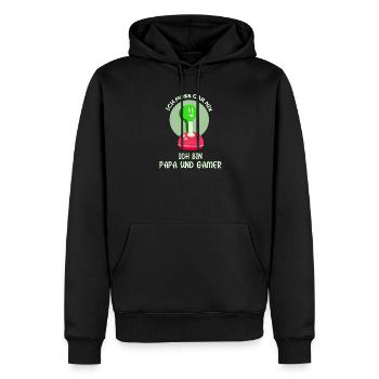 Fête des Pères Père Gamer Jeux Vidéo Papa - Sweat à capuche Premium bio Homme - noir - Devant - Nico (187cm)