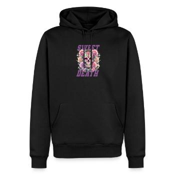 Fleurs Crâne Beauté Floraison - Sweat à capuche Premium bio Homme - noir - Devant - Nico (187cm)