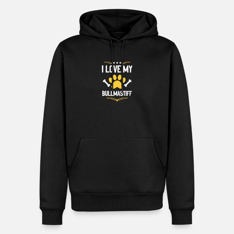 Ich liebe Bullmastiff - Männer Premium Bio Hoodie - Schwarz