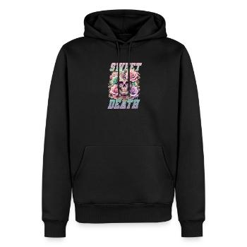 Fleurs Crâne Beauté Floraison - Sweat à capuche Premium bio Homme - noir - Devant - Nico (187cm)
