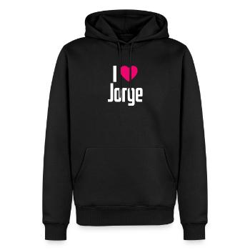 I Love Jorge Pinkes Herz Ich liebe Jorge - Männer Premium Bio Hoodie - Schwarz - Vorne - Nico (187cm)