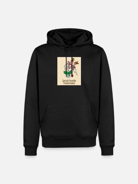 Santa's Favorite Troublemaker – Funny Dog - Men’s Premium Organic Hoodie - black