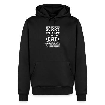 Tut Mir Leid, Dass Ich Zu Spät Komme. - Männer Premium Bio Hoodie - Schwarz - Vorne - Nico (187cm)