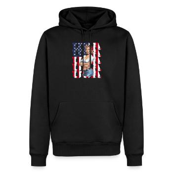 États-Unis Rétro Vintage Design patriotique - Sweat à capuche Premium bio Homme - noir - Devant - Nico (187cm)
