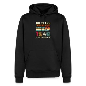 80 Years 1946 Vintage Retro Birthday Gift - Men’s Premium Organic Hoodie - black - Front - Nico (187cm)