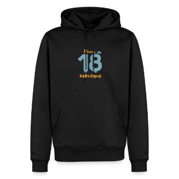 Niveau 18 Débloqué - Sweat à capuche Premium bio Homme - noir - Devant - Nico (187cm)
