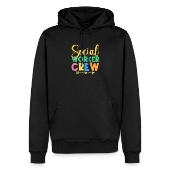 Social Worker Quote Crew Social Work - Männer Premium Bio Hoodie - Schwarz - Vorne - Nico (187cm)