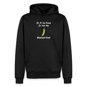 haricot vert - Sweat à capuche Premium bio Homme - noir - Devant - Nico (187cm)