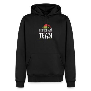 Noël de l’équipe Weihnachten - Sweat à capuche Premium bio Homme - noir - Devant - Nico (187cm)