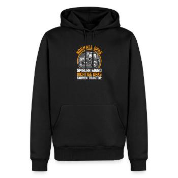 Agriculteur Ferme Agriculteur Agriculteur Grand-père Grand-père Trak - Sweat à capuche Premium bio Homme - noir - Devant - Nico (187cm)