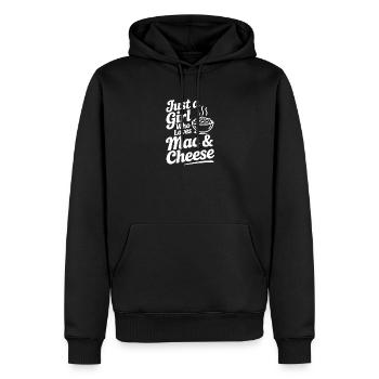 Juste une fille qui aime le macaroni au fromage - Sweat à capuche Premium bio Homme - noir - Devant - Nico (187cm)