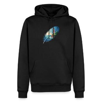 Phare en peinture de paysage de plumes - Sweat à capuche Premium bio Homme - noir - Devant - Nico (187cm)
