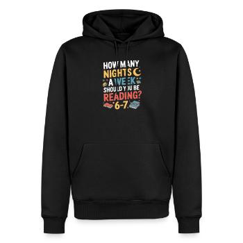 Motivation lecture 6-7 nuits fleurs rétro - Sweat à capuche Premium bio Homme - noir - Devant - Nico (187cm)