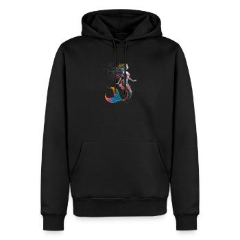 Fantaisie de sirène arc-en-ciel colorée - Sweat à capuche Premium bio Homme - noir - Devant - Nico (187cm)