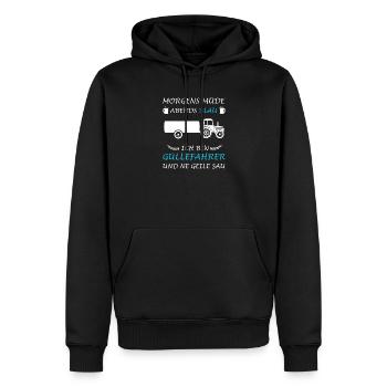 Matin Fatigué Soir Bleu Slurry Driver Slurry Baron - Sweat à capuche Premium bio Homme - noir - Devant - Nico (187cm)