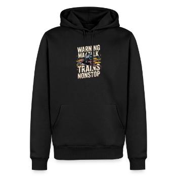 Warnung: Könnte Unaufhörlich Über Züge Reden - Männer Premium Bio Hoodie - Schwarz - Vorne - Nico (187cm)