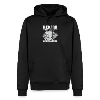 Lustiges Katze Keine Motivation Spruch - Männer Premium Bio Hoodie - Schwarz - Vorne - Nico (187cm)