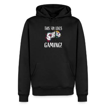 Dieser Junge liebt Gaming Controller - Männer Premium Bio Hoodie - Schwarz - Vorne - Nico (187cm)