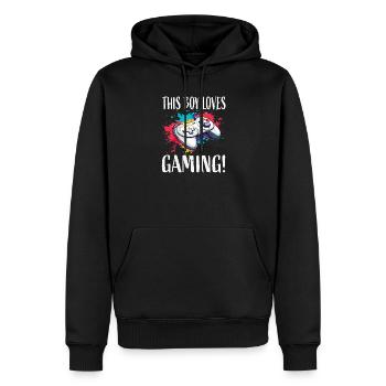 Dieser Junge liebt Gaming - Männer Premium Bio Hoodie - Schwarz - Vorne - Nico (187cm)