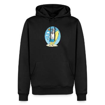 Cow Beach Surfboard Summer - Men’s Premium Organic Hoodie - black - Front - Nico (187cm)