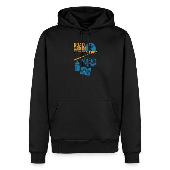 Laufende Mama, Papa, Joggende Eltern - Männer Premium Bio Hoodie - Schwarz - Vorne - Nico (187cm)