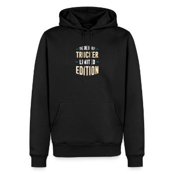 Trucker Limited Edition - Männer Premium Bio Hoodie - Schwarz - Vorne - Nico (187cm)