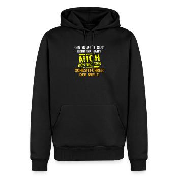 Don de superviseur de service - Sweat à capuche Premium bio Homme - noir - Devant - Nico (187cm)