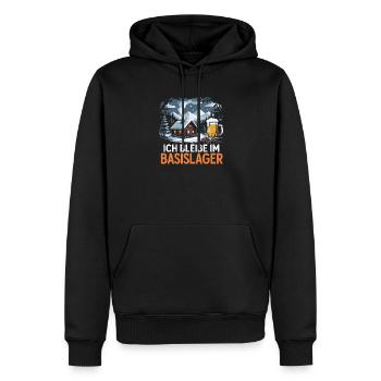  Ich Bleibe Im Basislager - Hütte Und Bier In Den - Männer Premium Bio Hoodie - Schwarz - Vorne - Nico (187cm)