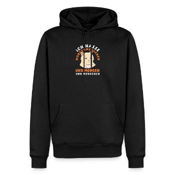 Ich hasse Morgenmenschen Kaffee Katze - Männer Premium Bio Hoodie - Schwarz - Vorne - Nico (187cm)