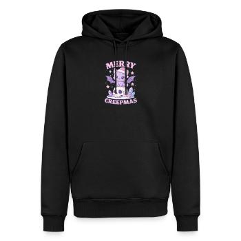 Crâne de Noël gothique pastel de chat Merry Creepmas - Sweat à capuche Premium bio Homme - noir - Devant - Nico (187cm)