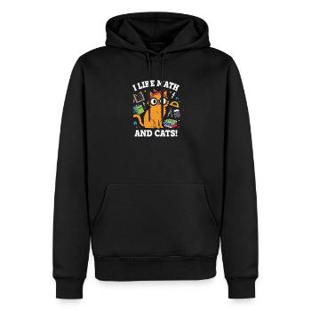 J’aime les maths et le professeur de motifs drôles des chats - Sweat à capuche Premium bio Homme - noir - Devant - Nico (187cm)