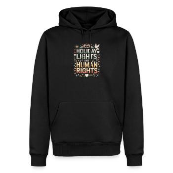 Feiertagslichter und Menschenrechte - Männer Premium Bio Hoodie - Schwarz - Vorne - Nico (187cm)