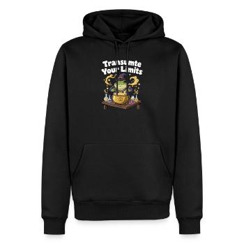 Transmuter Frontières – Sort de la Grenouille - Sweat à capuche Premium bio Homme - noir - Devant - Nico (187cm)