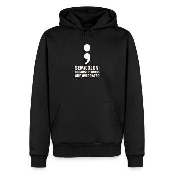 Grammaire Oxford Virgule Règles de la langue - Sweat à capuche Premium bio Homme - noir - Devant - Nico (187cm)