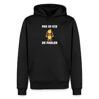 Pas envie de parler Canard - Sweat à capuche Premium bio Homme - noir - Devant - Nico (187cm)