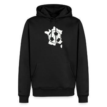French Football Card - Men’s Premium Organic Hoodie - black - Front - Nico (187cm)
