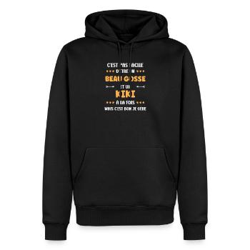 Beau gosse et kiki à la fois - Sweat à capuche Premium bio Homme - noir - Devant - Nico (187cm)
