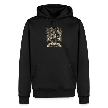 Albanischer Skanderbeg Kosovo Designs für Albaner - Männer Premium Bio Hoodie - Schwarz - Vorne - Nico (187cm)