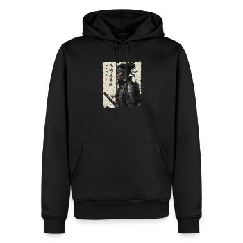 Afroamerikanischer Samurai – Afrikanischer Roots-Stolz - Männer Premium Bio Hoodie - Schwarz - Vorne - Nico (187cm)