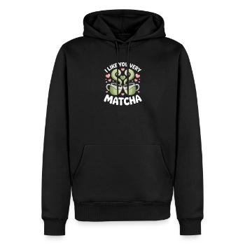 Matcha Tee Spruch Grüner Tee Like You Very Matcha - Männer Premium Bio Hoodie - Schwarz - Vorne - Nico (187cm)