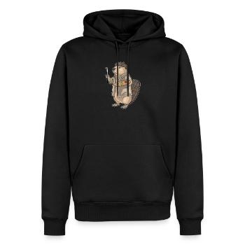 Peinture au pinceau peintre de castor - Sweat à capuche Premium bio Homme - noir - Devant - Nico (187cm)