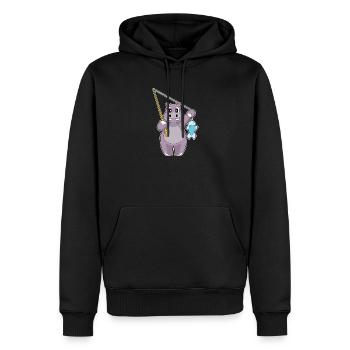 Pêche au poisson hippopotame pêcheur - Sweat à capuche Premium bio Homme - noir - Devant - Nico (187cm)