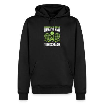 Joueur de tennis offre des tenues de paroles de tennis - Sweat à capuche Premium bio Homme - noir - Devant - Nico (187cm)