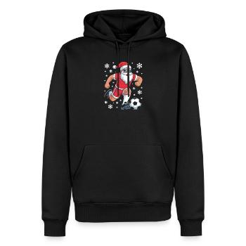 Le Père Noël frappe le ballon Football de Noël - Sweat à capuche Premium bio Homme - noir - Devant - Nico (187cm)