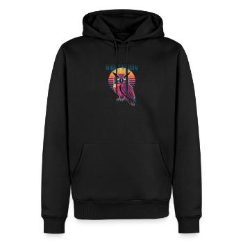 Night Vision Eule Retro Synthwave Sunset - Männer Premium Bio Hoodie - Schwarz - Vorne - Nico (187cm)