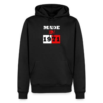 Made In 1971 Anniversaire - Sweat à capuche Premium bio Homme - noir - Devant - Nico (187cm)